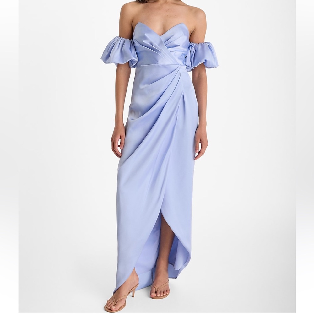 Express Satin Strapless Side Slit Dress